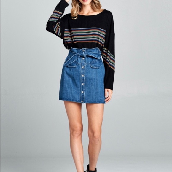 NWT Hummingbird Denim Jean Mini Skirt Women's Size Large - Picture 1 of 7